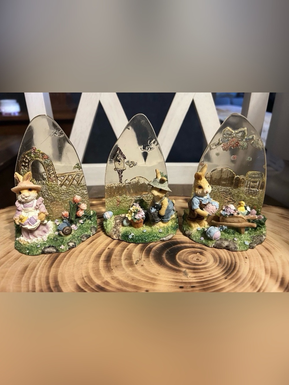 3 Vintage K’s Collection Boy/Girl Bunny Rabbits Easter Decor Resin Figures